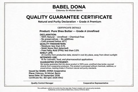 Quality Guarantee Cetificate certificate from ETS VIGNON & FILS SARL