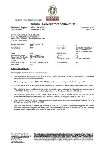 ASTM-HR4040 certificate from Ruijin Baibaole E-Commerce Co., Ltd.