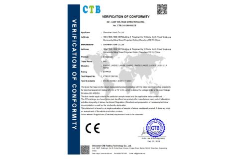 LA -CE Certificate certificate from Shenzhen Vsndt Co., Ltd.