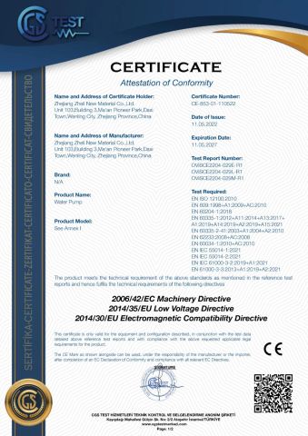 CE certificate from Zhejiang Zheli new material Co., LTD