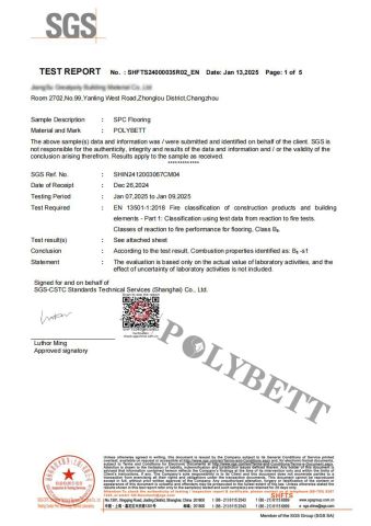 Product Inspection Report certificate from Changzhou Zhongtian Fire-Proof Decorative Sheets Co., Ltd.