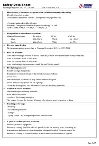 4005 MSDS certificate of Shenzhen Huazhong Sun May Technology Co., Ltd – certificate photo, supplier certificates section