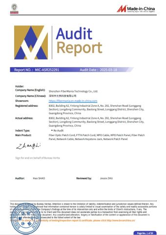 SGS certificate from Shenzhen FiberMania Technology Co., Ltd.