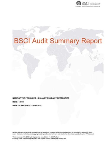 BSCI Audit-01 certificate from Shuangtong Daily Necessities Co., Ltd. Y. W.