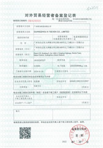 License Photo certificate of Guangzhou X-7seven Co., Limited – certificate photo, supplier certificates section
