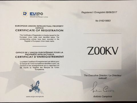 ZOOKV trademark of EU certificate from Foshan ZOOKV Kitchen-Bath Co., Ltd.