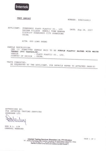 1.Low Toxicity Report certificate from Wenzhou Linxi Amusement Equipment Co., Ltd.