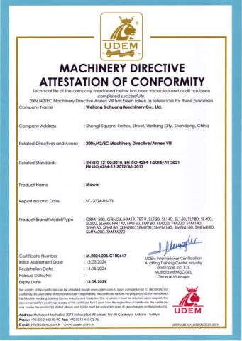 Sitron Mower CE certificate certificate from Weifang Sichuang Machinery Co., Ltd.
