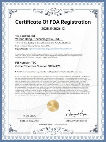 FDA certificate certificate from Wuhan Hangu Technology Co.,Ltd
