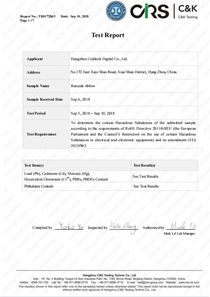 ROHS certificate of Hangzhou Coditeck Technologies Co., Ltd. – certificate photo, supplier certificates section