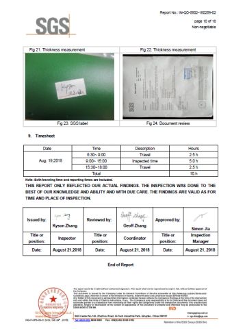 SGS certificate from QINGDAO HOPE HORSE TRADE CO., LTD.