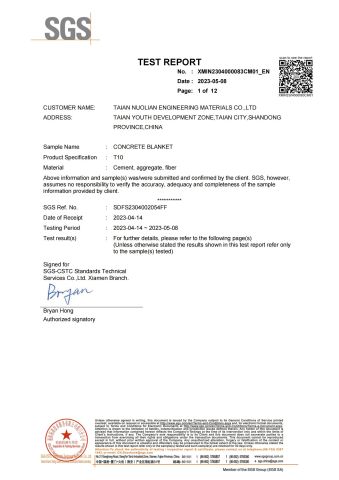 SGS Certificate certificate from Taian Nuolian Engineering Materials Co., Ltd.