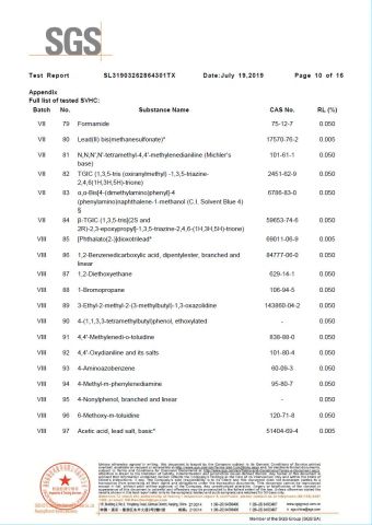 SGS Test Report 10 certificate from Eiffel Medical Supplies Co., Ltd.
