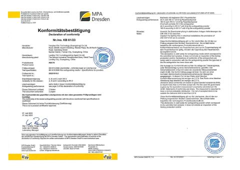 EN615:2009 Certificate for ABC75 certificate from YANGHAO FIRE TECHNOLOGY (GUANGDONG) CO., LTD