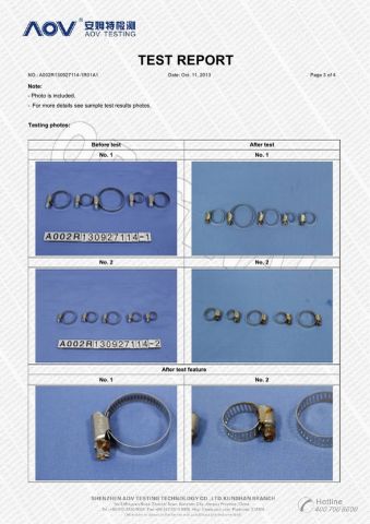 Salt Spray Test for Hose Clamps-4 certificate from Wenzhou Meters Int'l Trade Co., Ltd.