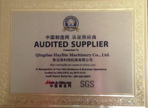 Audited Supplier certificate from Qingdao Haylite Machinery Co., Ltd.