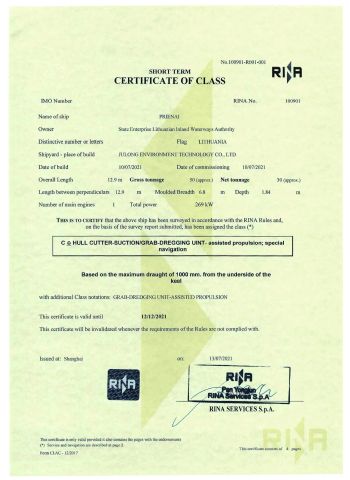 International Classification Soceity Certificate RINA certificate from Qingzhou Julong Environment Technology Co., Ltd.