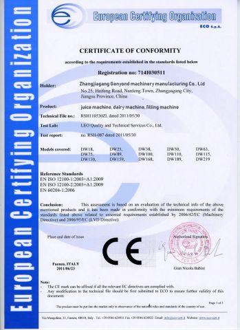 CE certificate from Shanghai Jou Yu Industrial Co., Ltd.