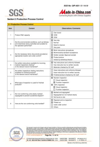 SGS report certificate from JOSO CORPORATION
