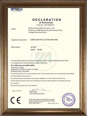 CE certificate from Suzhou Sanao Electronic Equipment Co., Ltd.