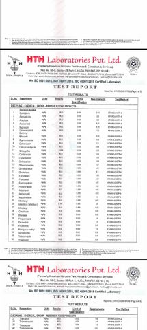 Pesticide free certificate certificate of Usha Global Exports – certificate photo, supplier certificates section