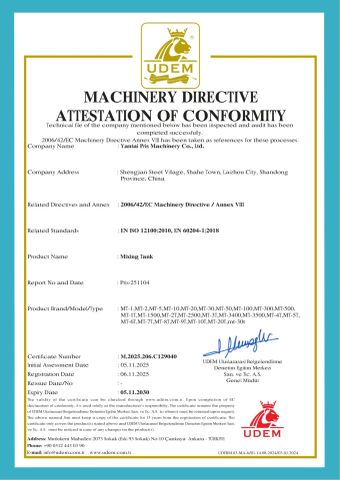 CE certificate from Yantai Pris Machinery Co., Ltd.