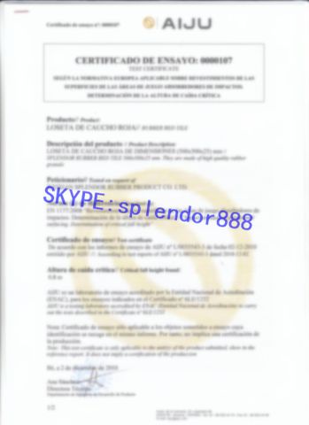 EN1177 fall down safety Certificate for outdoor children playground, sports court certificate of Qingdao Hvsun Industry Co., Ltd. – certificate photo, supplier certificates section