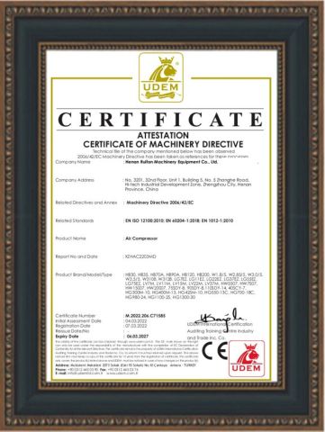 Certificate certificate of Henan Ruifan Machinery Equipment Co., Ltd. – certificate photo, supplier certificates section