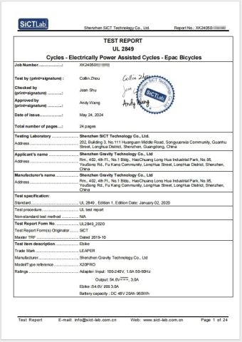 Product Inspection Report certificate from Shenzhen Gravity Technology Co., Ltd.