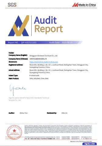 Certificates certificate of Dongguan Homewei Furniture Co., Ltd – certificate photo, supplier certificates section