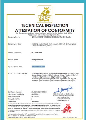 CE certificate of QINHUANGDAO TAIWEN BUILDING MATERIALS CO., LTD. – certificate photo, supplier certificates section