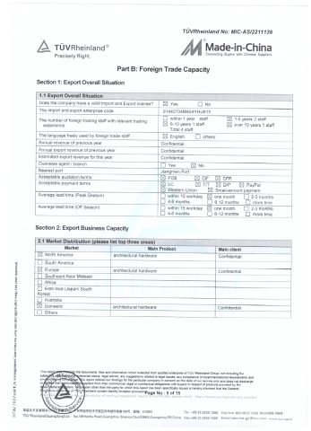 SUPPLIER ASSESSMENT REPORT certificate from TOPUNION HARDWARE AND PLASTIC CO., LIMITED