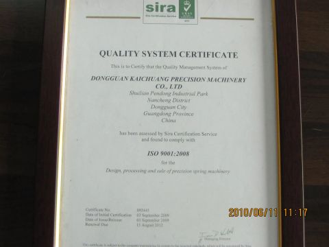 ISO Certificate certificate from Guangdong Kaichuang CNC Equipment Co., Ltd.