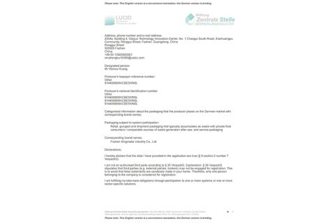 EPR certificate of Foshan Kingmake Industry Co., Ltd. – certificate photo, supplier certificates section