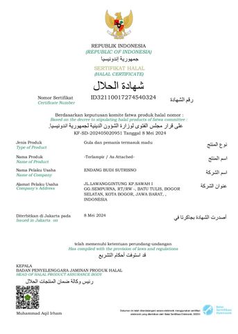 Halal-MUI certificate from CV RAGANATURA GEMILANG