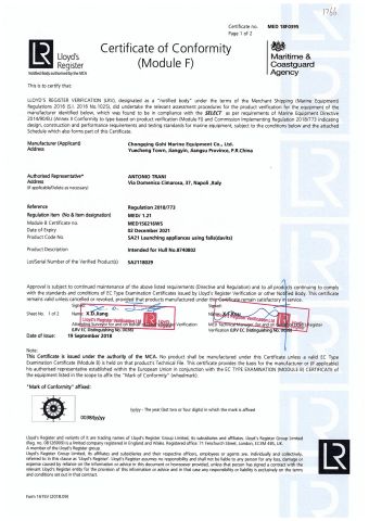 LR Certificate certificate from Chongqing Gohi Marine Equipment Co., Ltd.