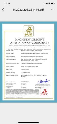 CE certification for pallet dispenser certificate from Shanghai Joinsun Machinery Project Co., Ltd.