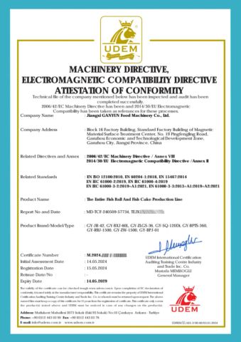 EN ISO 12100 certificate of JIANGXI DESHAO TRADING CO., LTD. – certificate photo, supplier certificates section