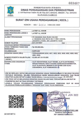 SIUP certificate from Latief Alhakim