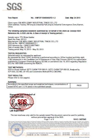 REACH test by SGS certificate from Xiamen Lemay Trading Co., Ltd.