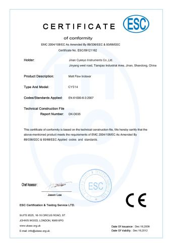 CE certificate of Jinan Cyeeyo Instruments Co., Ltd. – certificate photo, supplier certificates section