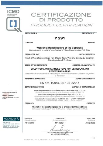 ICMQ certificate from Hebei Deko Commercial Co., Ltd.