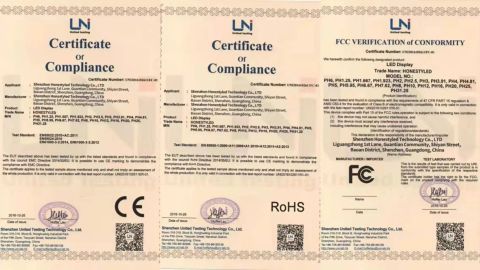 CE, RoHS certificate from Shenzhen Honestyled Technology Co., Ltd.