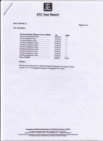 3. STC Test certificate from FOSHAN TOP GLORY FURNITURE TECHNOLOGY CO., LTD.
