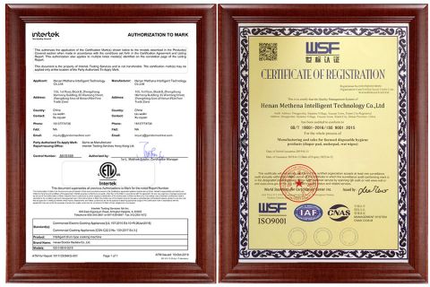 ETL&WSF certificate of Henan Methena Intelligent Technology Co., Ltd – certificate photo, supplier certificates section