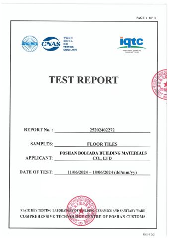 TEST REPORT 600x1200-P1 certificate of Foshan Bolcada Building Materials Co., Ltd – certificate photo, supplier certificates section