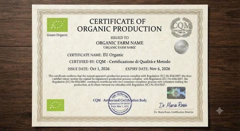 EU Organic certificate from Fresh Produce LN