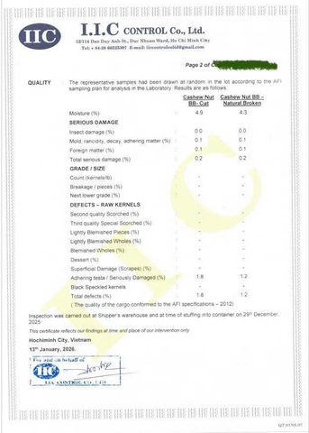 test report certificate from NS VINA IMPORT EXPORT TRADING MANUFACTURING COMPANY LIMITED