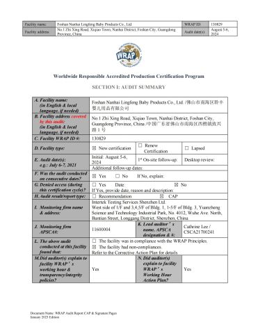 WRAP certificate from Foshan Wise Import&Export Co., Ltd.