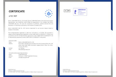 EC REP certificate from Wuhu Lovelymate Gas Co., Ltd.